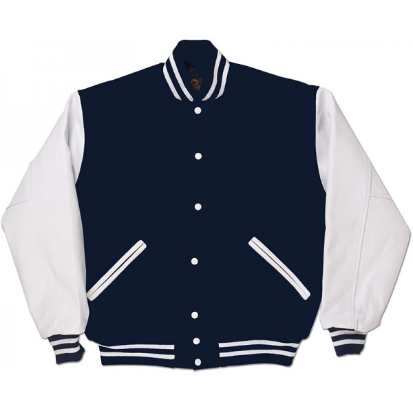 Light Navy & White Letterman Jacket – Build Your Jacket